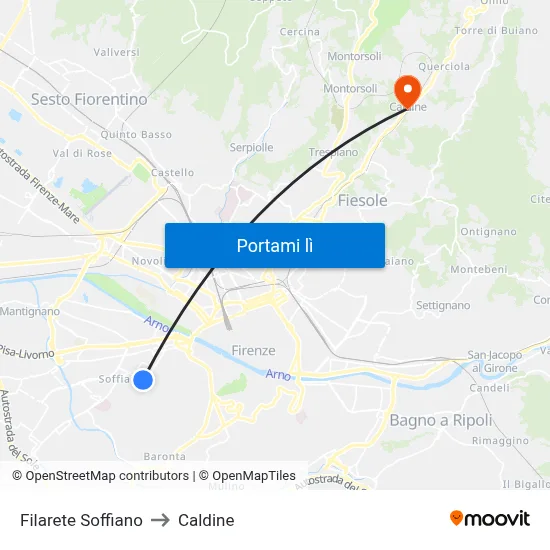 Filarete Soffiano to Caldine map