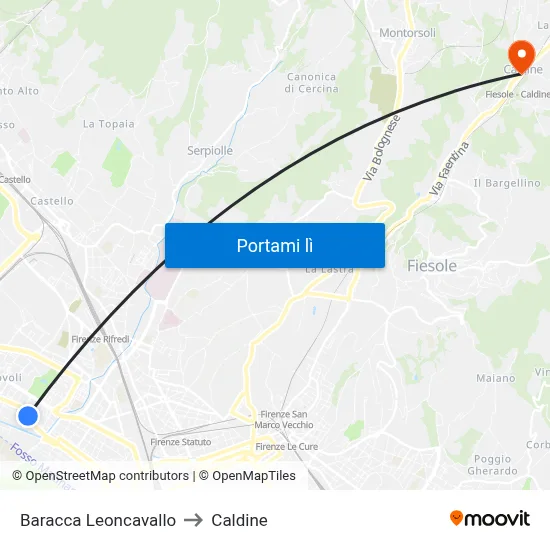 Baracca Leoncavallo to Caldine map