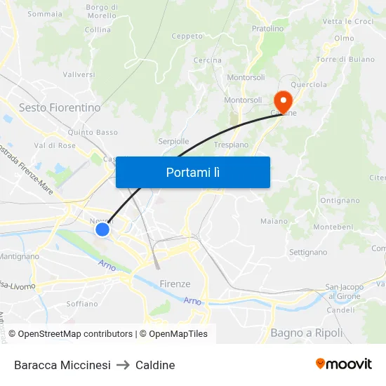 Baracca Miccinesi to Caldine map