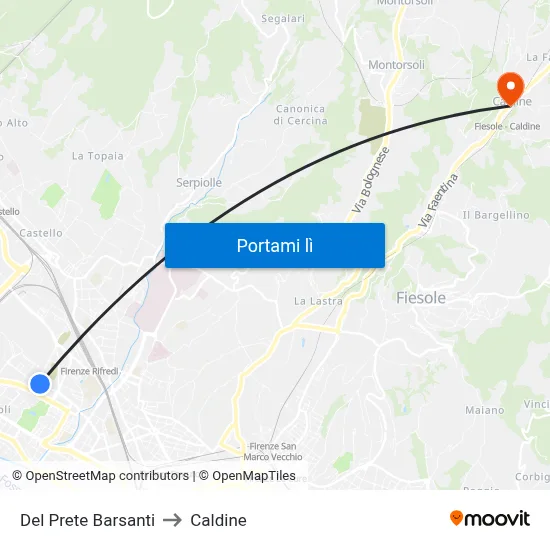 Del Prete Barsanti to Caldine map