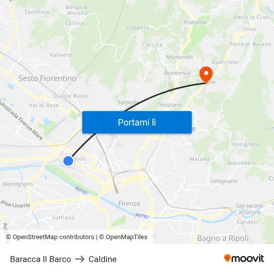 Baracca Il Barco to Caldine map