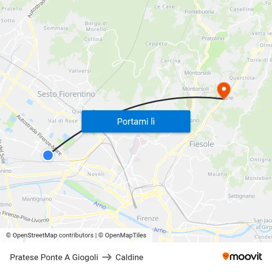 Pratese Ponte A Giogoli to Caldine map