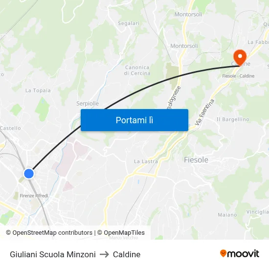 Giuliani Scuola Minzoni to Caldine map
