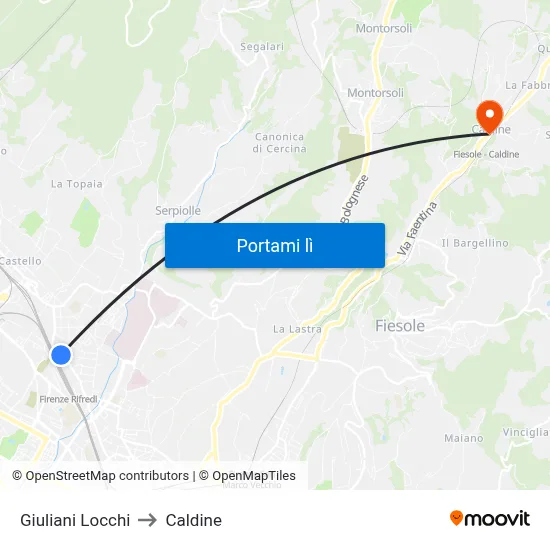 Giuliani Locchi to Caldine map
