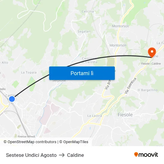 Sestese Undici Agosto to Caldine map