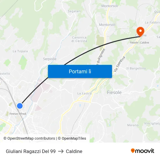 Giuliani Ragazzi Del 99 to Caldine map