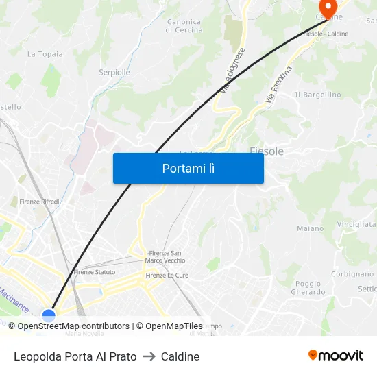 Leopolda Porta Al Prato to Caldine map