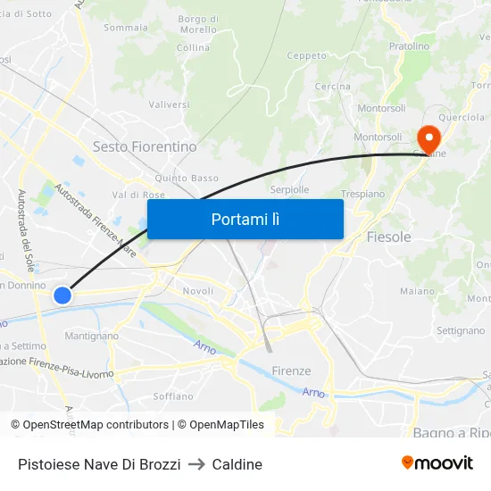 Pistoiese Nave Di Brozzi to Caldine map