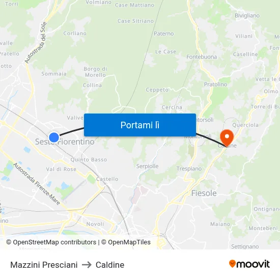 Mazzini Presciani to Caldine map