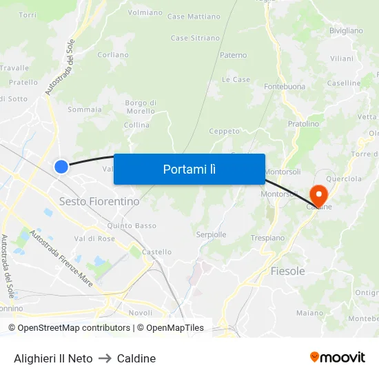 Alighieri Il Neto to Caldine map