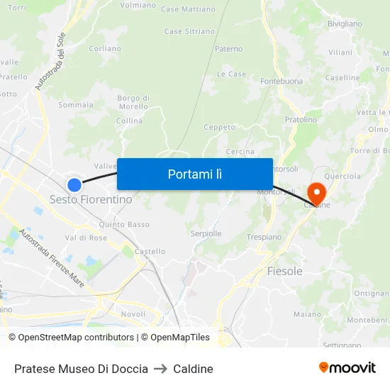 Pratese Museo Di Doccia to Caldine map