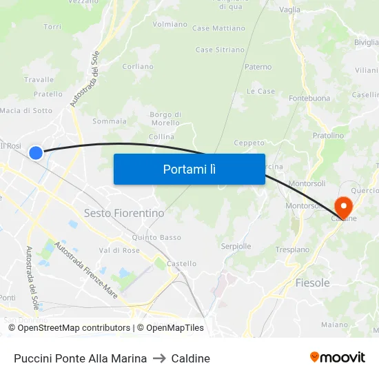 Puccini Ponte Alla Marina to Caldine map