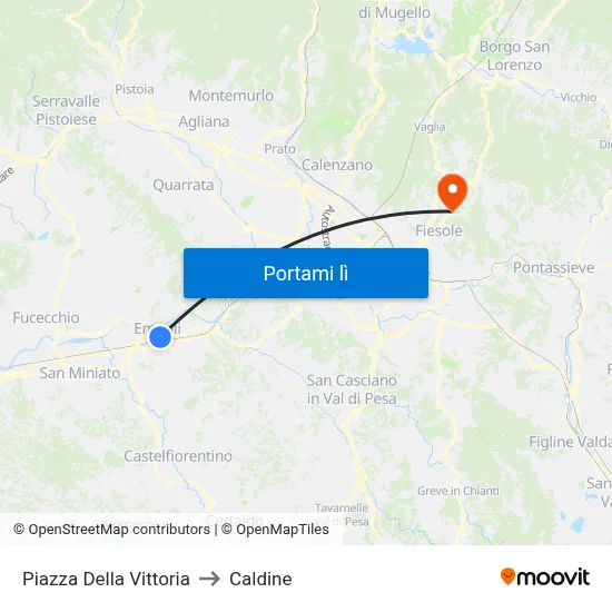 Piazza Della Vittoria to Caldine map