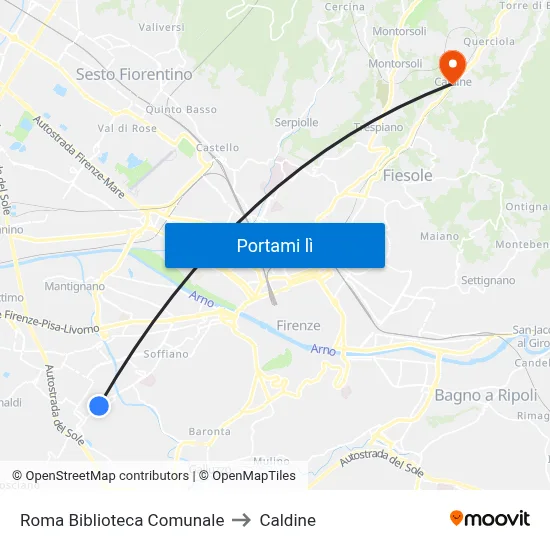 Roma Biblioteca Comunale to Caldine map