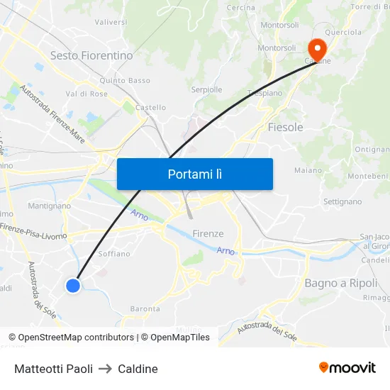Matteotti Paoli to Caldine map