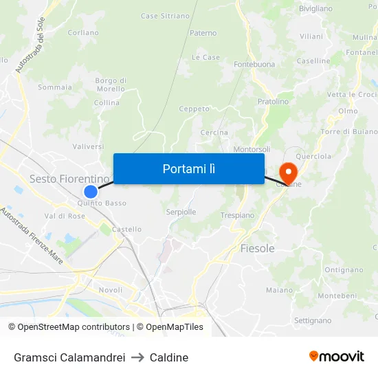 Gramsci Calamandrei to Caldine map
