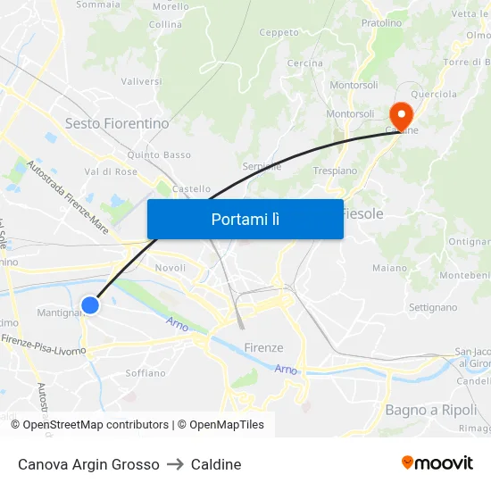 Canova Argin Grosso to Caldine map