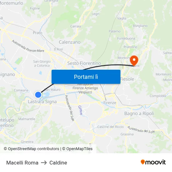 Macelli Roma to Caldine map