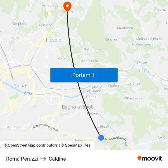 Roma Peruzzi to Caldine map