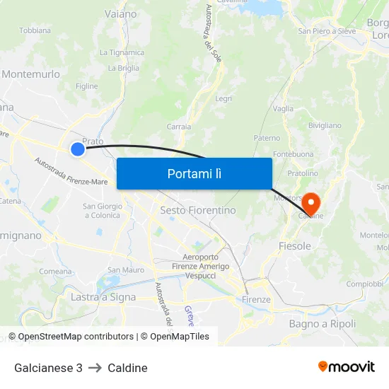 Galcianese 3 to Caldine map