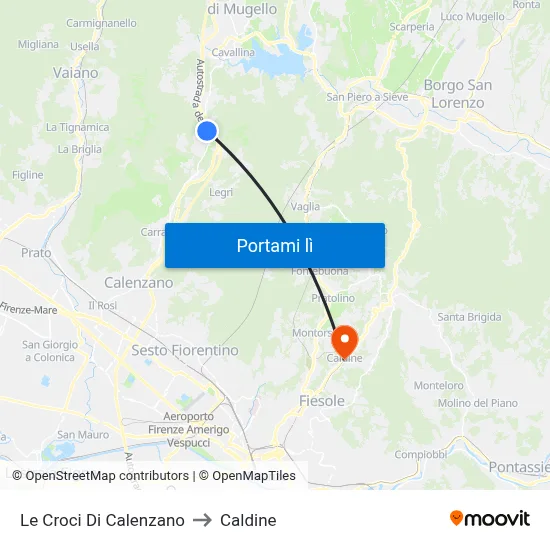 Le Croci Di Calenzano to Caldine map