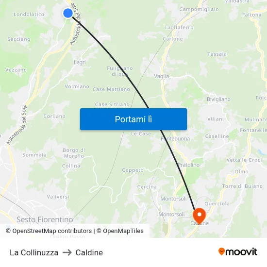 La Collinuzza to Caldine map