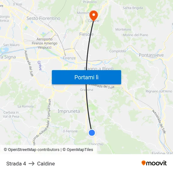 Strada 4 to Caldine map