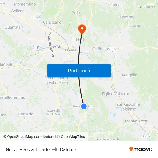 Greve Piazza Trieste to Caldine map