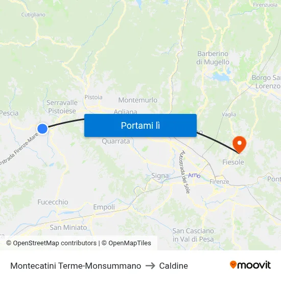 Montecatini Terme-Monsummano to Caldine map