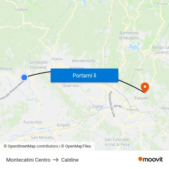 Montecatini Centro to Caldine map