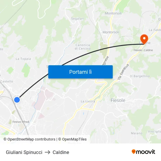 Giuliani Spinucci to Caldine map