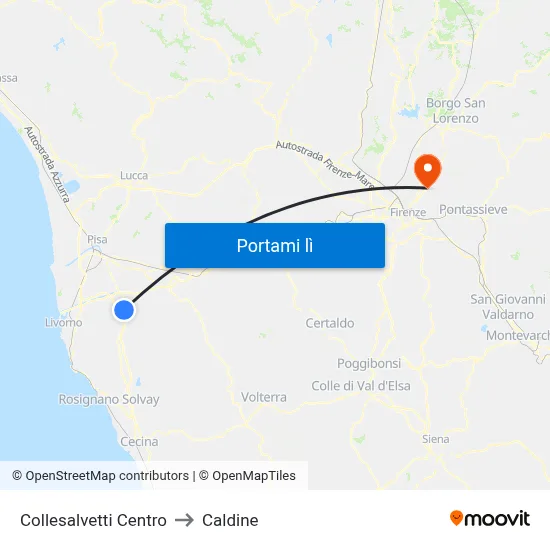 Collesalvetti Centro to Caldine map