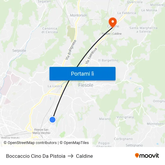 Boccaccio Cino Da Pistoia to Caldine map