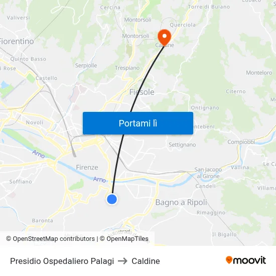 Presidio Ospedaliero Palagi to Caldine map