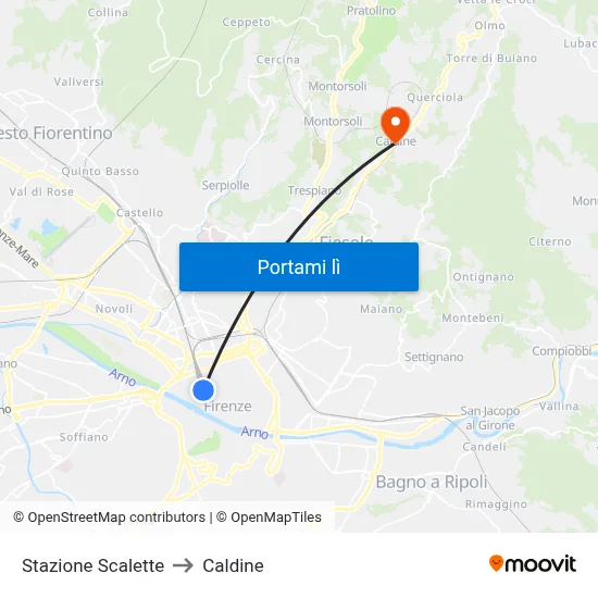 Stazione Scalette to Caldine map