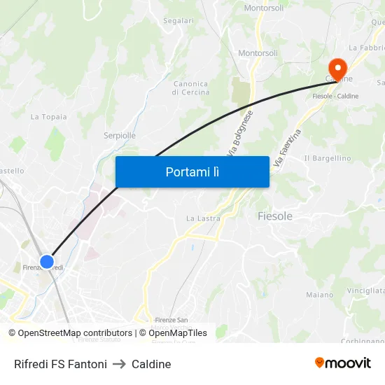 Rifredi FS Fantoni to Caldine map