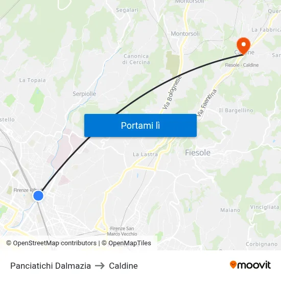 Panciatichi Dalmazia to Caldine map