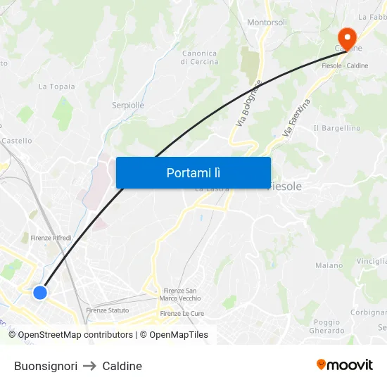 Buonsignori to Caldine map