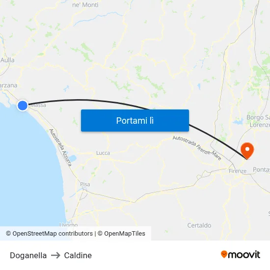 Doganella to Caldine map