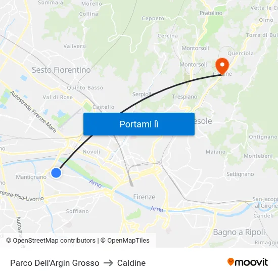 Parco Dell'Argin Grosso to Caldine map
