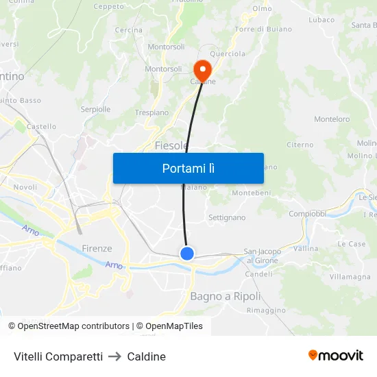 Vitelli Comparetti to Caldine map
