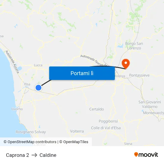 Caprona 2 to Caldine map