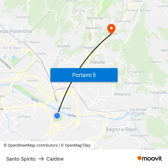 Santo Spirito to Caldine map