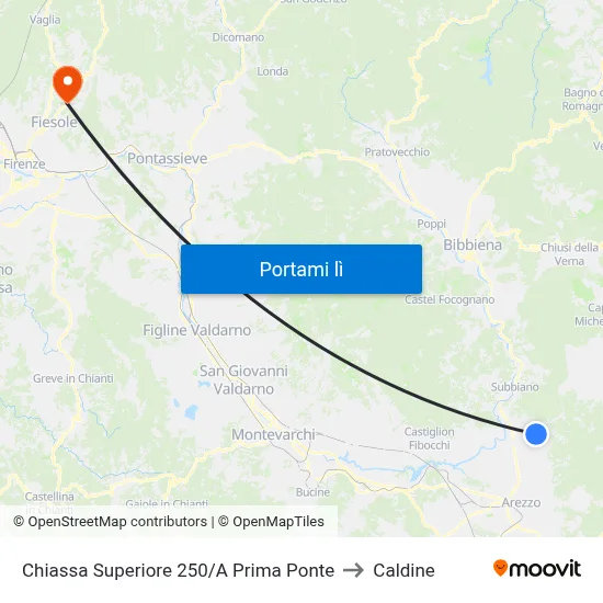 Chiassa Superiore 250/A Prima Ponte to Caldine map