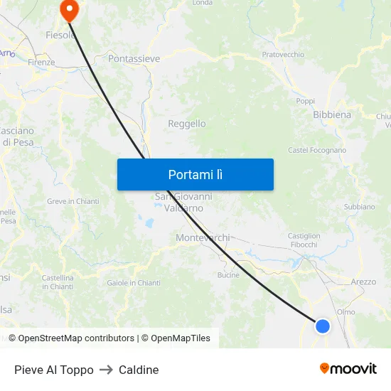 Pieve Al Toppo to Caldine map