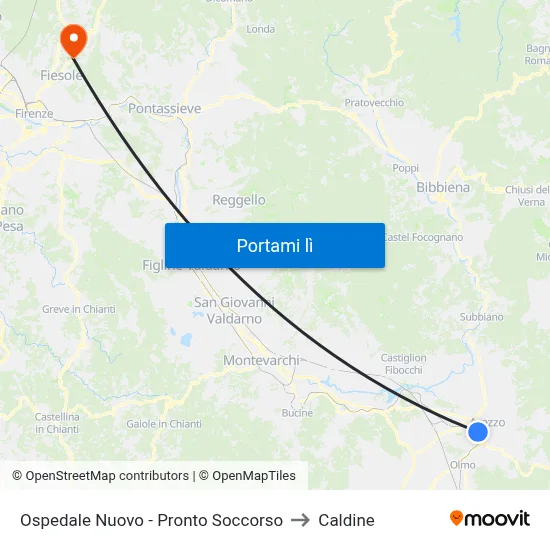 Ospedale Nuovo - Pronto Soccorso to Caldine map