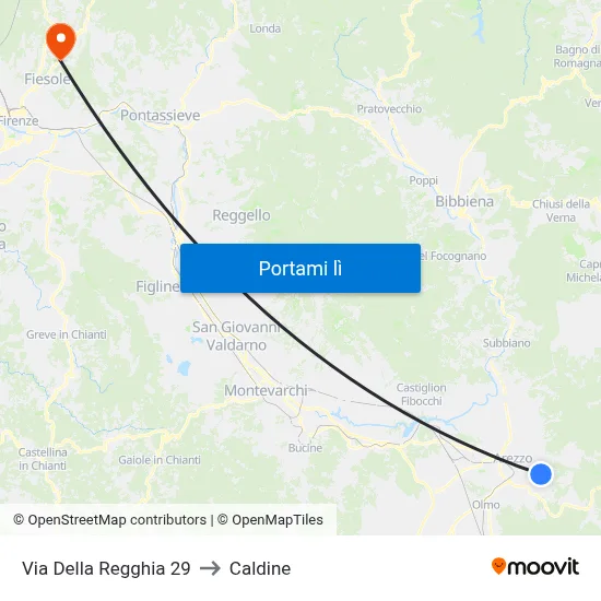 Via Della Regghia 29 to Caldine map