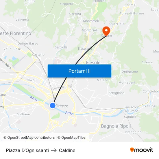 Piazza D'Ognissanti to Caldine map