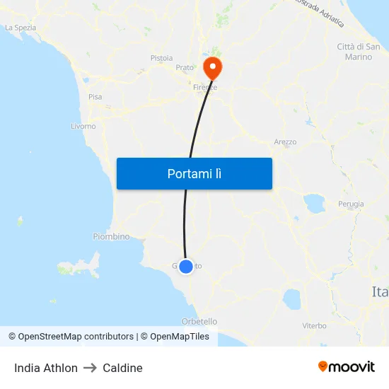 India  Athlon to Caldine map