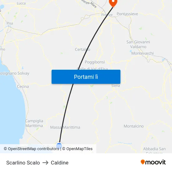 Scarlino Scalo to Caldine map